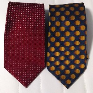 2 Stafford 100% Silk Neck Ties Mens Patterns Dots Circles